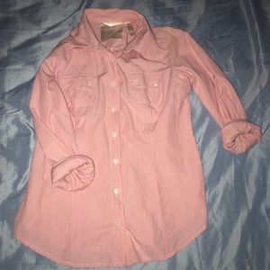 Miss Magesty Pink & White Striped Button Down Top